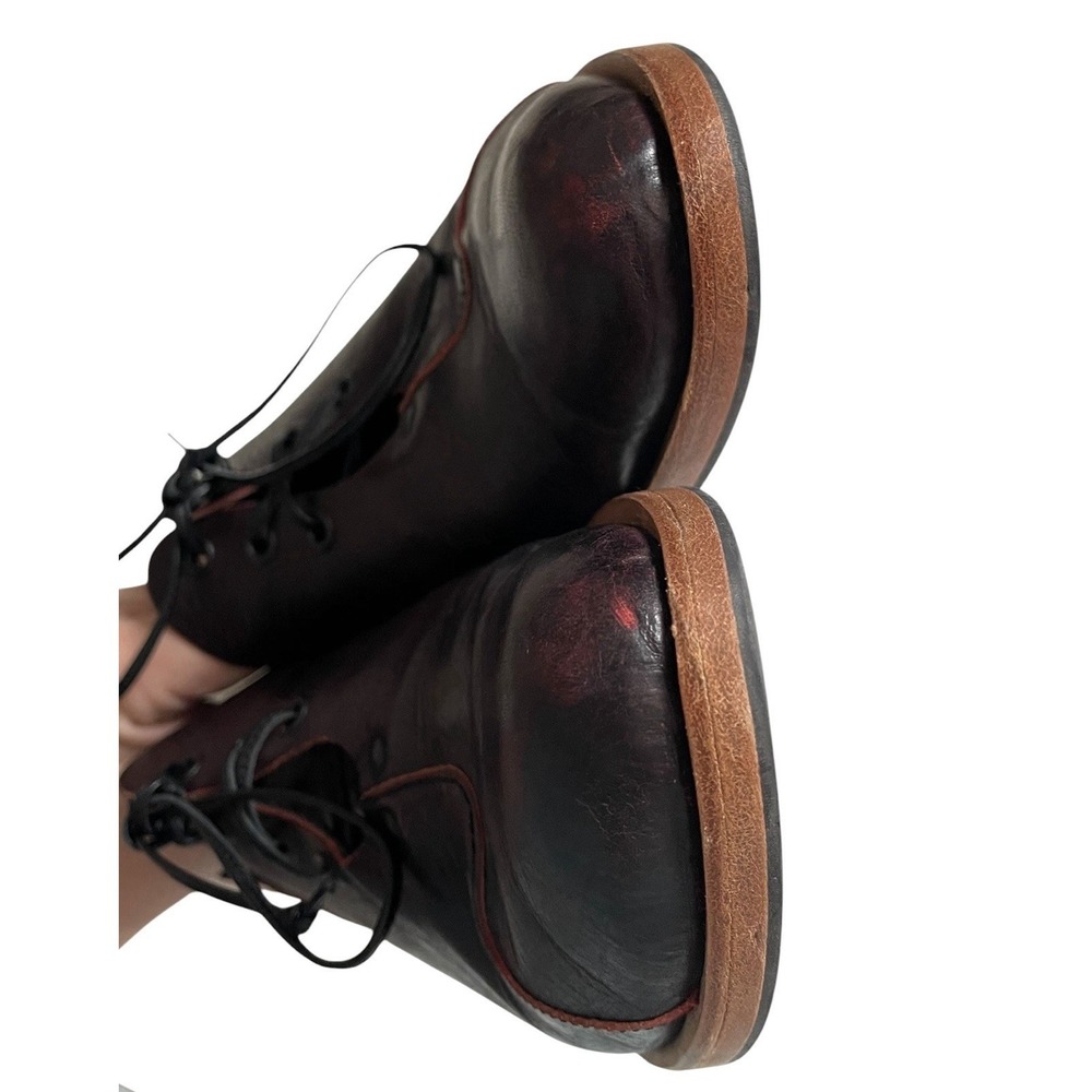 CYDWOQ Otter Lace Up Oxfords Shoes Burgundy Leather Handmade Sz 39 Dark Academia - Picture 8 of 9